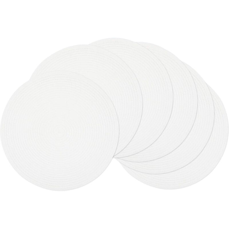Lot de 6 sets de table ronds tressés pour tables de salle à manger Set de table lavable 15 pouces (Blanc, 6)