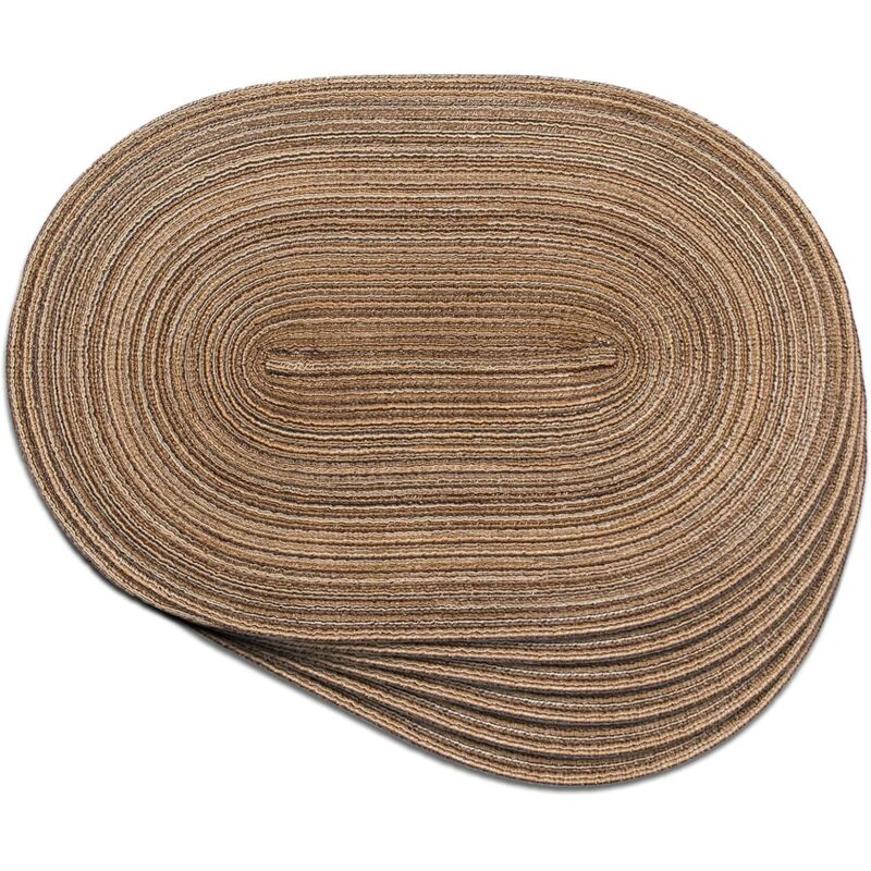 Lot de 6 sets de table tressés ovales 30 x 45 cm, antidérapants, lavables et résistants à la chaleur, pour salle à manger, cuisine, fête, décoration