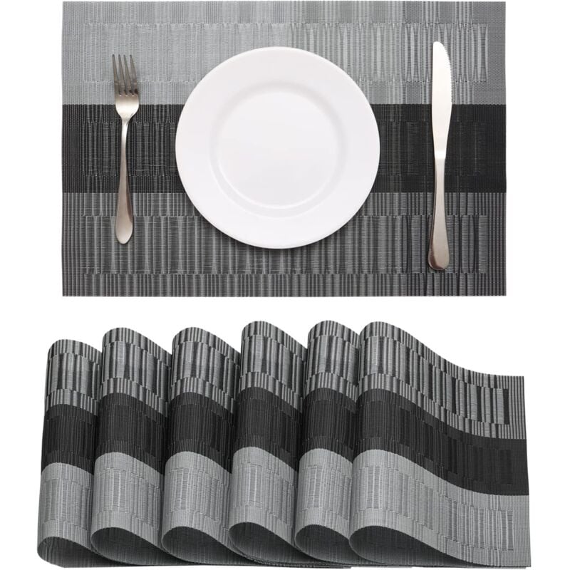 Longziming - Lot de 6 Sets de Table Anti-Glissant en pvc Lavable Résiste à la Chaleur Antidérapant Tapis de Table(45x30cm) Napperons pour Cuisine,