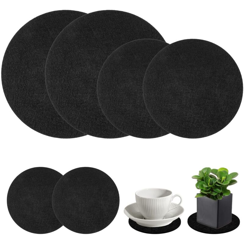 Lot de 6 soucoupes rondes en feutre double face absorbant 10,2 x 15,2 x 20,3 cm - Tapis de pot de fleurs étanche pour jardinage, intérieur, dessous