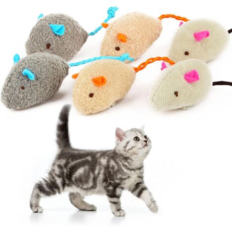 Lot de 6 souris en peluche pour chatons et autres petits animaux de compagnie.