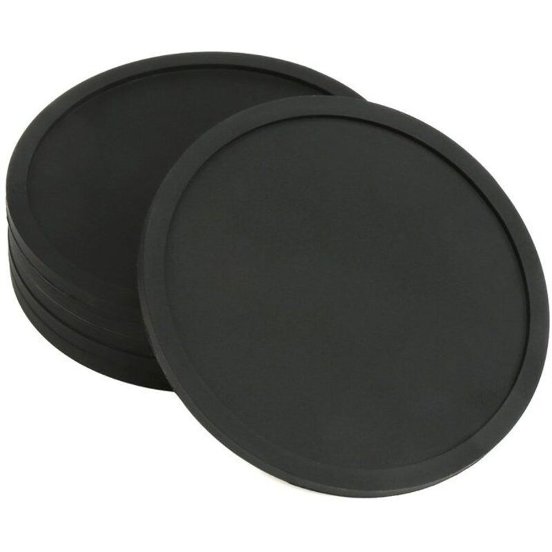 Lot de 6 sous-verres en silicone antidérapants pour tasses, sous-verres ronds noirs pour café, bière, verre à vin, bouteille, bar