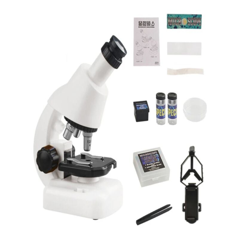 LIFCAUSAL 1 Kit Complet Loupe d'Expérimentation 1200x avec Grossissement Réglable Éducatif pour Laboratoire Scolaire, Kit Scientifique Polyvalent