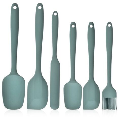 Lot de 6 Spatules, Ustensiles de Cuisine, Overtang, Poignée Ergonomique, Hangable, Résistant à la Chaleur, Conception sans coutu