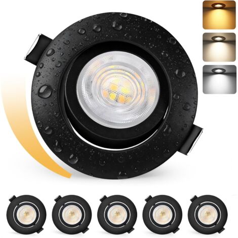 lot de 6 spot encastrable,led dimmable,5w 550lm,ip44 pivotant,salle de bain