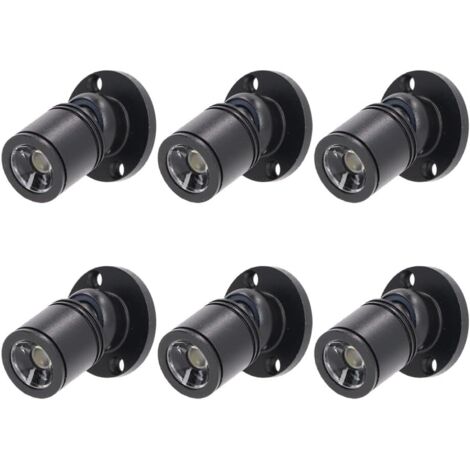Lot de 6 Spot LED 12V, Dimmable Noir Aluminium, Rotation 360 Degrés Pour Vitrine