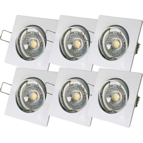 Lot de 6 Spot led carré blanc 230v 38° blanc chaud