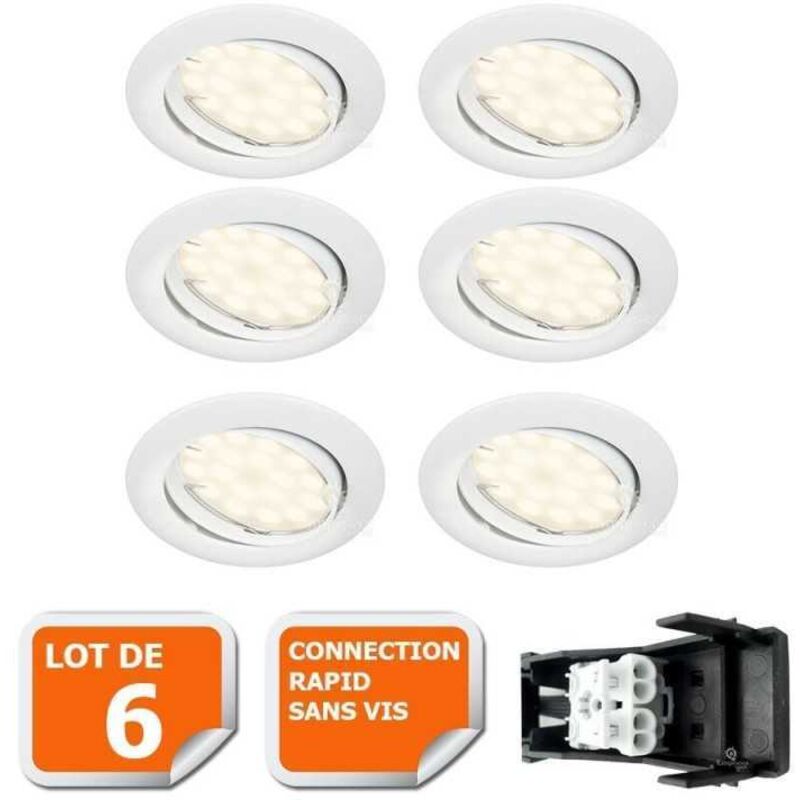 Lampesecoenergie – Lot de 6 spots LED encastrables orientables – Ampoules GU10 5W – Lumière blanc neutre 460 lumens – Installation facile 230V – IP20 Lampesecoenergie – Lot de 6 spots LED encastrables orientables – Ampoules GU10 5W – Lumière blanc neutre 460 lumens – Installation facile 230V – IP20