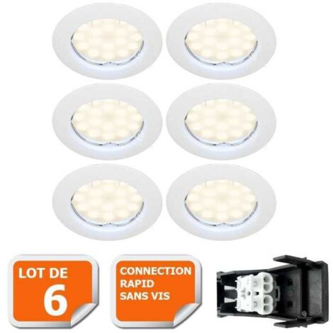 Lot de  6 Spot Led Encastrable complete ronde fixe eq. 50w blanc neutre