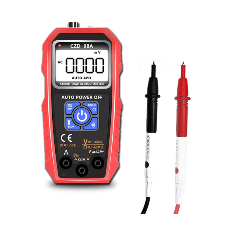 Multimètre numérique portable intelligent CZD98A avec grand écran LCD et fonction flash rétroéclairée, mesure de courant continu, tension