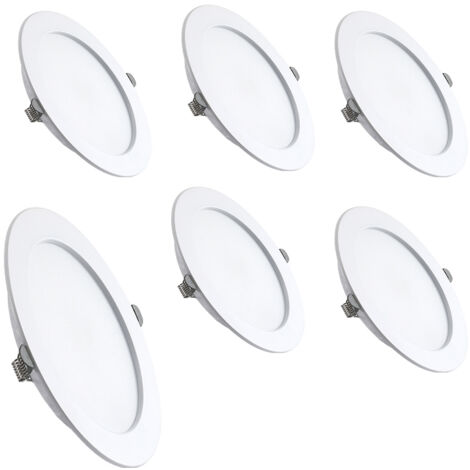 Lot de 6 spots Encastrable LED Ultra Plat, Plafonnier Rond Plat Encastrable, Jaune Chaud 3000K, Downlight LED IP44 pour Salle de Bain Salon