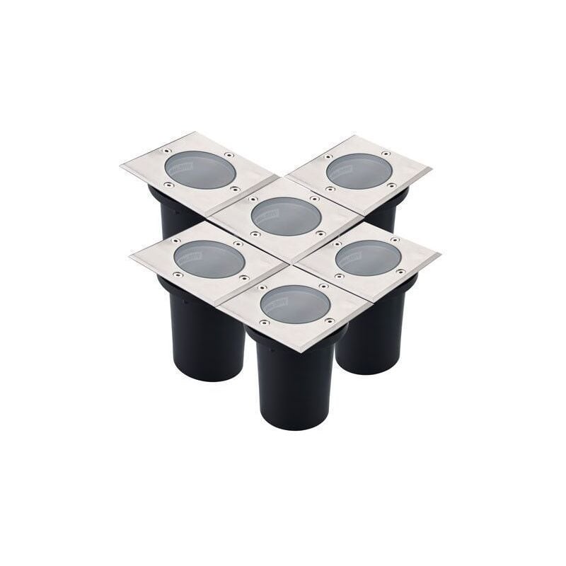 Arum Lighting - Lot de 6 Spots Encastrables IP67 canyon Carré de sol inox 304 GU10