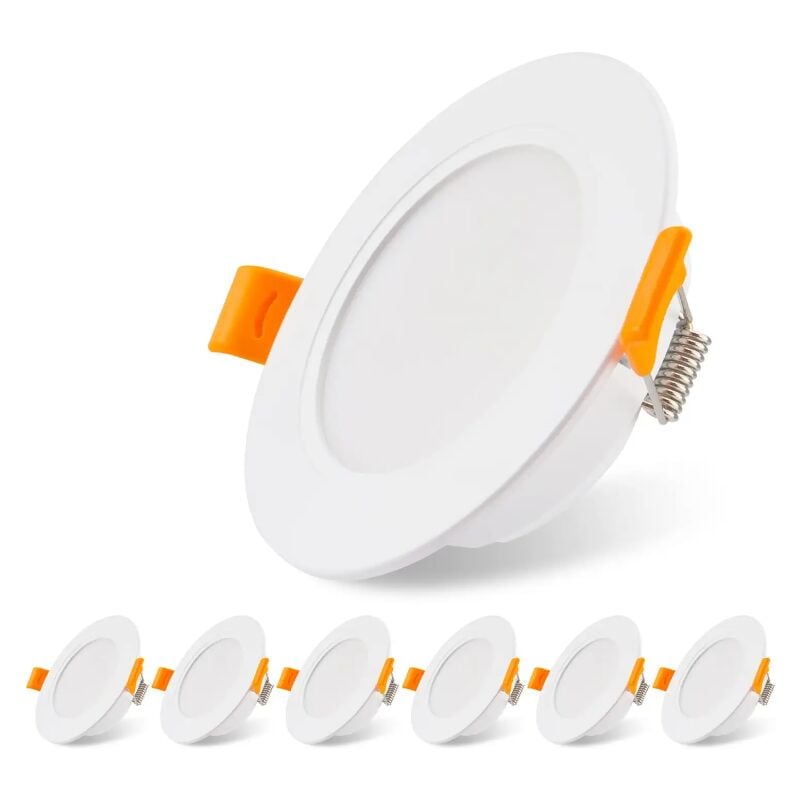 Lot de 6 spots encastrables led ultra plats 230 v 5 w, plafonnier encastré, spot led 3000 k, spot de plafond, pour salle de bain, salon, cuisine,