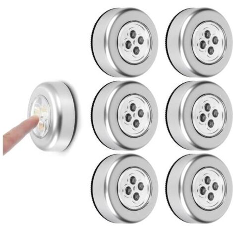 Lot de 6 spots LED autocollants à piles, éclairage d'appoint intelligent à commande tactile.