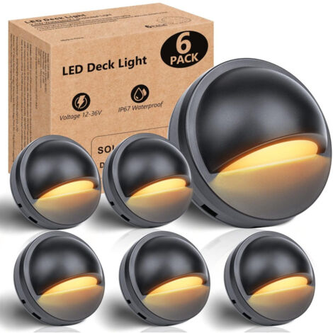 Lot de 6 spots LED basse tension pour terrasse, 2.5 W, IP67
