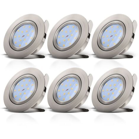 Lot de 6 spots LED encastrables orientables dimmables – Blanc chaud 3000K – 470lm – IP23 – Ø68mm – ultra-plats 30mm – 230V – B.K.Licht