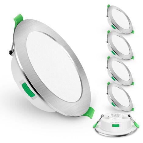 Lot de 6 spots LED encastrables ultra-minces 5 W à intensité variable, diamètre de découpe 75-85 mm, finition nickelée