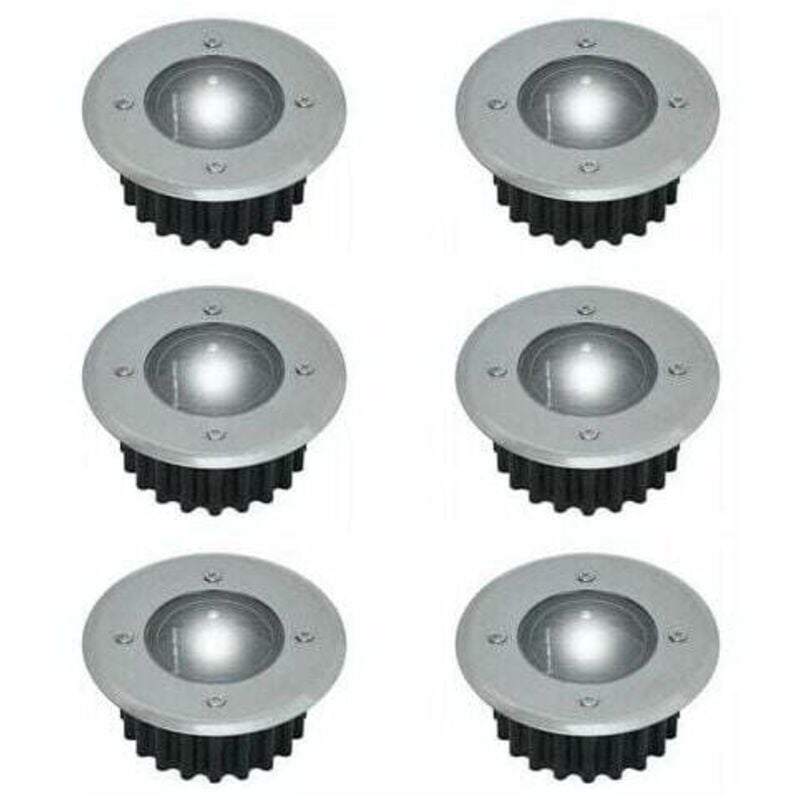 Rnemitery - Lot de 6 spots led solaires encastrables au sol - Diamètre : 85 mm- Ronds - Extérieur résistant au piétement - Façade en acier inoxydable