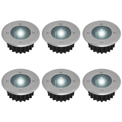Lot De 6 Spots Led Solaires Encastrables Au Sol - Ronds - Diamètre : 85 Mm - Extérieur Résistant Au Piétement - Façade En