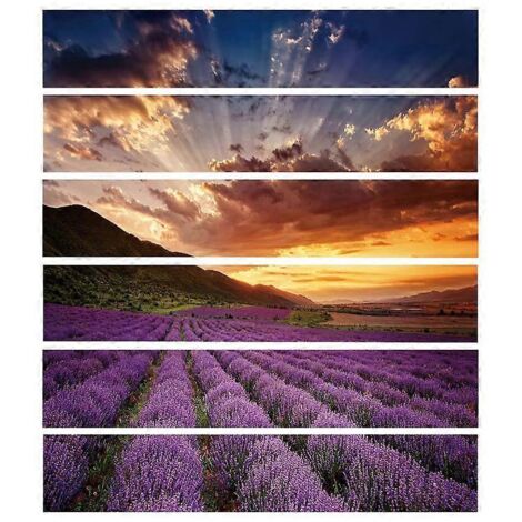 Lot de 6 stickers muraux adhésifs imperméables pour sol et escalier, motif carrelage lavande, idéal pour salle de bain et cuisine.