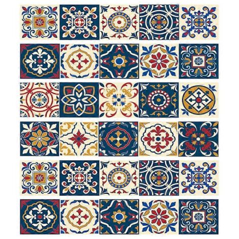 Lot de 6 stickers muraux décoratifs imperméables à motifs floraux pour carrelage, escalier et salle de bain/cuisine. Papier peint adhésif artistique.