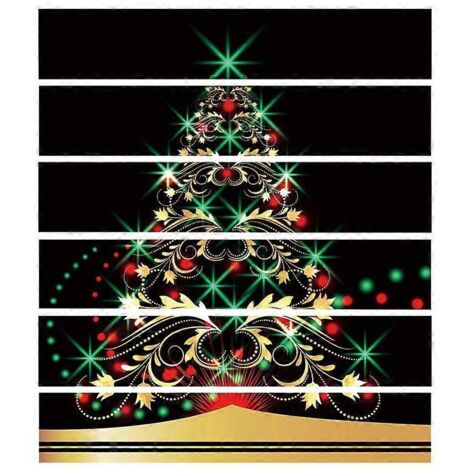Lot de 6 stickers muraux imperméables en forme de sapin de Noël pour carrelage, sols et escaliers. Papier peint adhésif décoratif.