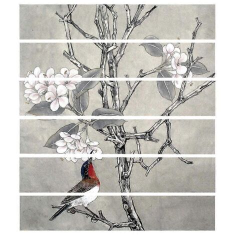 Lot de 6 stickers muraux imperméables pour sols et escaliers, motif oiseaux et fleurs, décoration murale pour salle de bain et cuisine. Papier peint adhésif artistique.