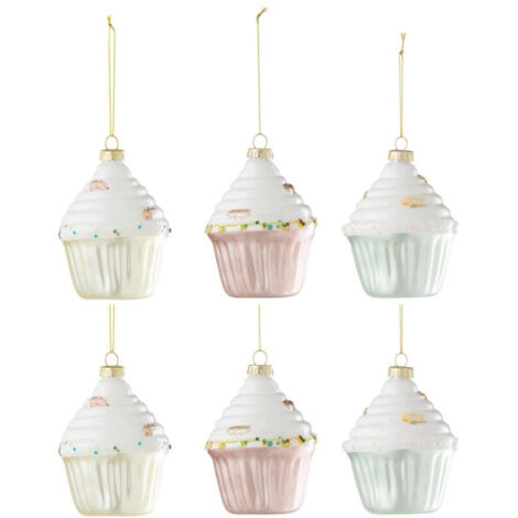 Lot de 6 Sujets de Noël "Cake" 10cm Multicolore