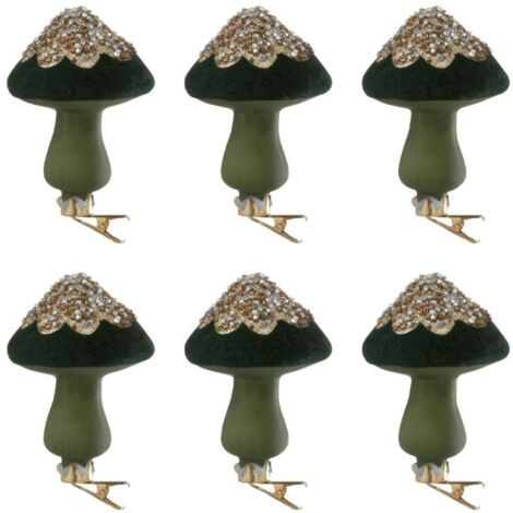 Lot de 6 Sujets de Noël "Champignon" 10cm Vert