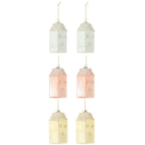 Lot de 6 Sujets de Noël "Maison" 12cm Multicolore