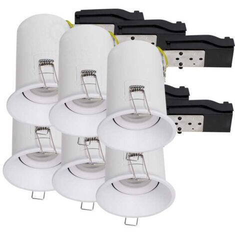 Lot de 6 Support de spot BBC RT2012 IP20 Basse Luminance 93mm de diamètre non orientable avec connecteur automatique GU10