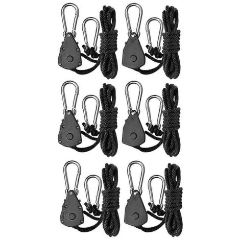Lot de 6 supports à cliquet robustes et réglables pour lampe de croissance - 1/8 pouce