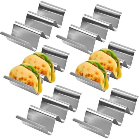 Lot de 6 supports à tacos en acier inoxydable - Support pour hotdog - Pour les fêtes familiales, les pique-niques