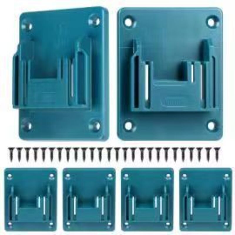 Lot de 6 Supports de Batterie pour Outils Makita 14–18V, Support de Fixation Mural avec Vis, Couleur Bleue