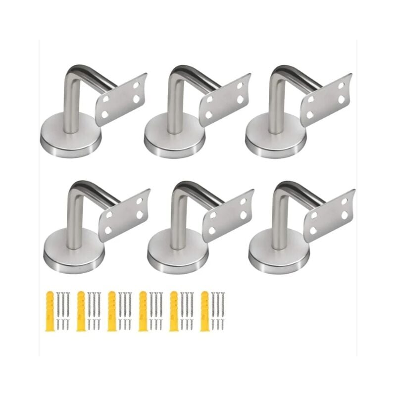 Alovez - Lot de 6 supports de main courante en acier inoxydable, supports de main courante incurvés pour rails ronds, supports de garde-corps