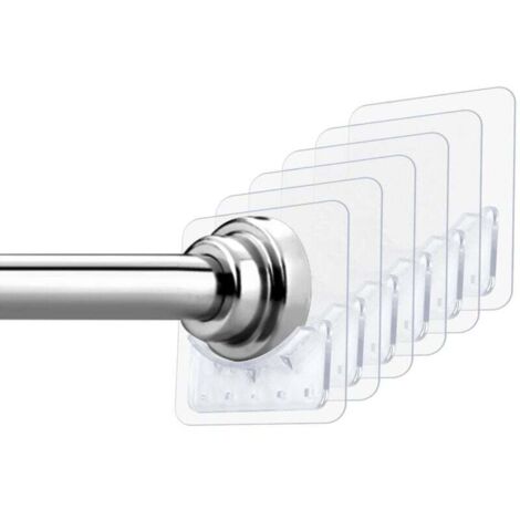 Lot de 6 supports de tringle à rideau de douche adhésifs muraux sans perçage pour salle de bain et cuisine