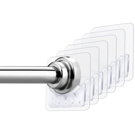 Lot de 6 supports de tringle à rideau de douche adhésifs muraux sans perçage pour salle de bain et cuisine