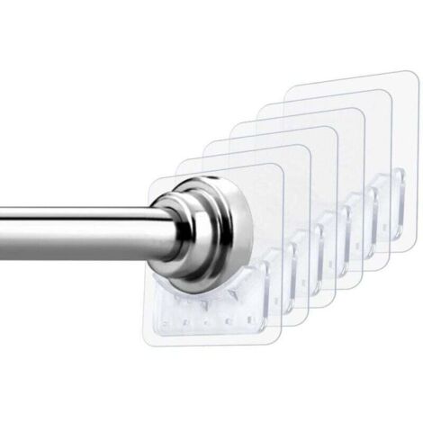 Lot de 6 supports de tringle à rideau de douche adhésifs muraux sans perçage pour salle de bain et cuisine