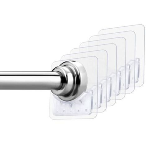 Lot de 6 supports de tringle à rideau de douche adhésifs muraux sans perçage pour salle de bain et cuisine