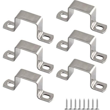 Lot de 6 supports de tuyau carrés en forme de U 50 x 50 mm en acier inoxydable 304 livrés avec vis autotaraudeuses en acier inoxydable