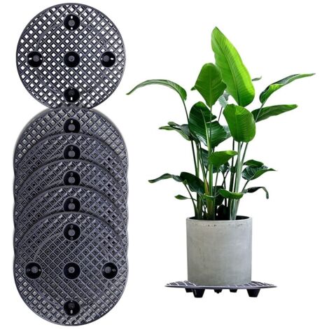 Lot de 6 supports pour plantes en pot, grands supports pour plantes - Ascenseur - Rond - Pot de fleurs - Coussinets en maille - Pour terrasse ou terrasse (30 cm)