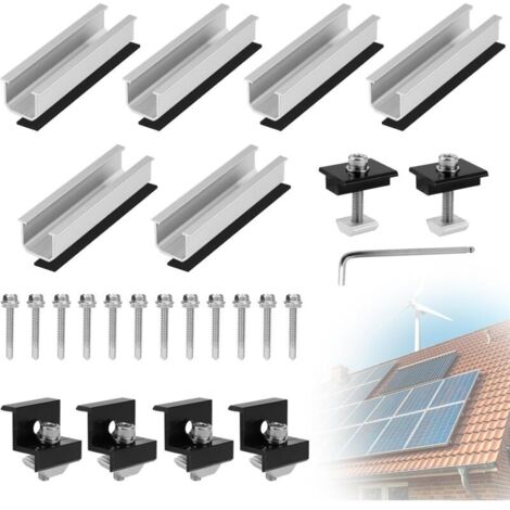 Lot de 6 supports solaires pour toit plat de 12 cm - Kit de montage pour centrale de balcon - Support de panneau solaire - Support de toit plat photovoltaïque - Rail de montage pour panneau