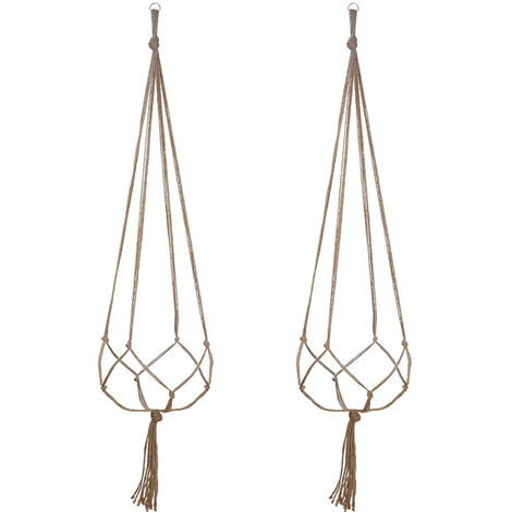 Lot de 6 Suspension Corde Plante Macramé Porte Pot Suspendu Plante Cintre Intérieur Extérieur Décoration du Jardin avec - 2 pièces 105 cm 2 pièces 122 cm et 2 pièces 90 cm