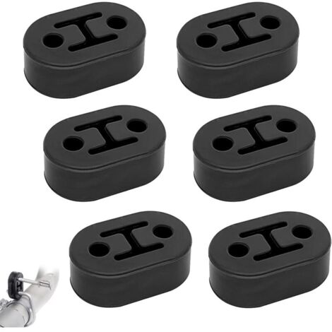 Lot de 6 suspensions d'échappement de voiture, en caoutchouc, 2 trous de 12 mm, support universel pour tuyau d'échappement (73,5 x 47,3 x 21 mm)