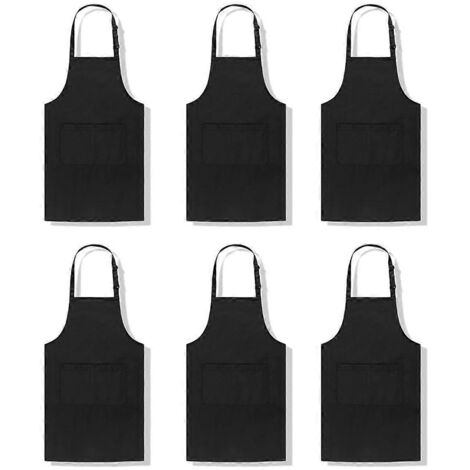 Lot de 6 tabliers adultes avec 2 poches, tablier d'art ajustable pour la cuisine