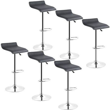 Lot de 6 Tabouret de Bar,Reglable en Hauteur et Pivotant,Maison Cuisine Bistro,Noir