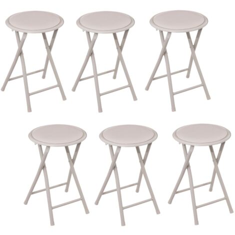 Five Simply Smart – Lot de 6 tabourets d'appoint pliables en métal et PVC – Hauteur 45 cm – Diamètre 30 cm – Poids max 110 kg – Gain de place assuré