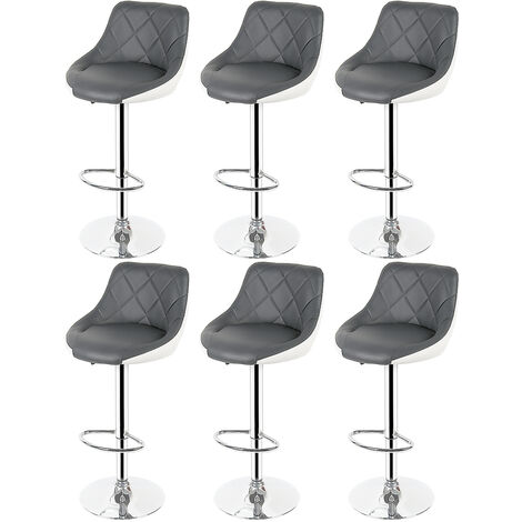 Lot de 6 Tabourets de Bar en Similicuir Hauteur Réglable Convient pour la Maison Bar