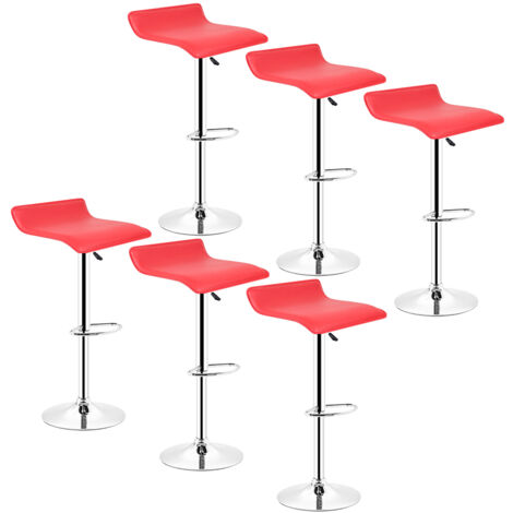 Lot de 6 Tabourets de bar Pivotant et réglable en Hauteur,rouge