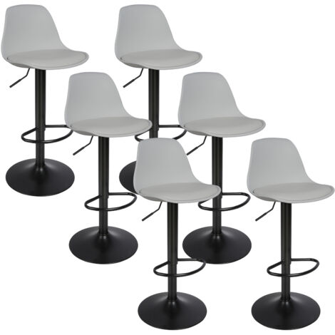 Lot de 6 tabourets de bar réglables en hauteur – Cuir PU et métal – Socle rond antidérapant – Confort ergonomique 80-100 cm – Aqrau